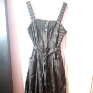 HAUTE MONDE striped belted jumpsuit